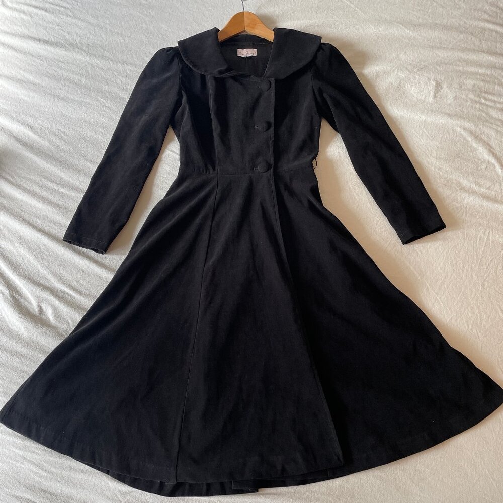 Stop Staring 40s black velvet swing coat dress Wednesday Addams sze S